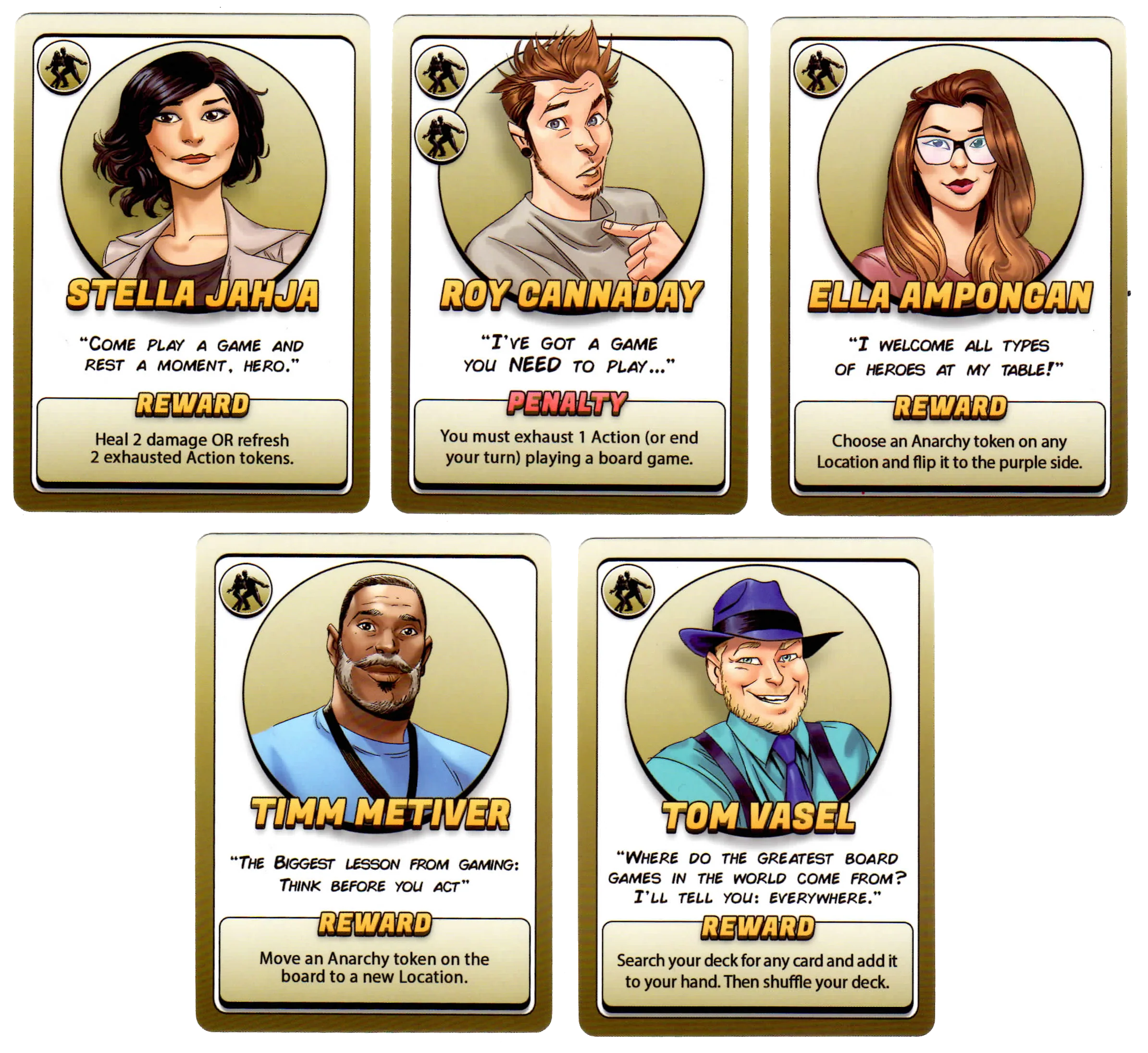 Freedom Five: 2021 Dice Tower Bystander Cards