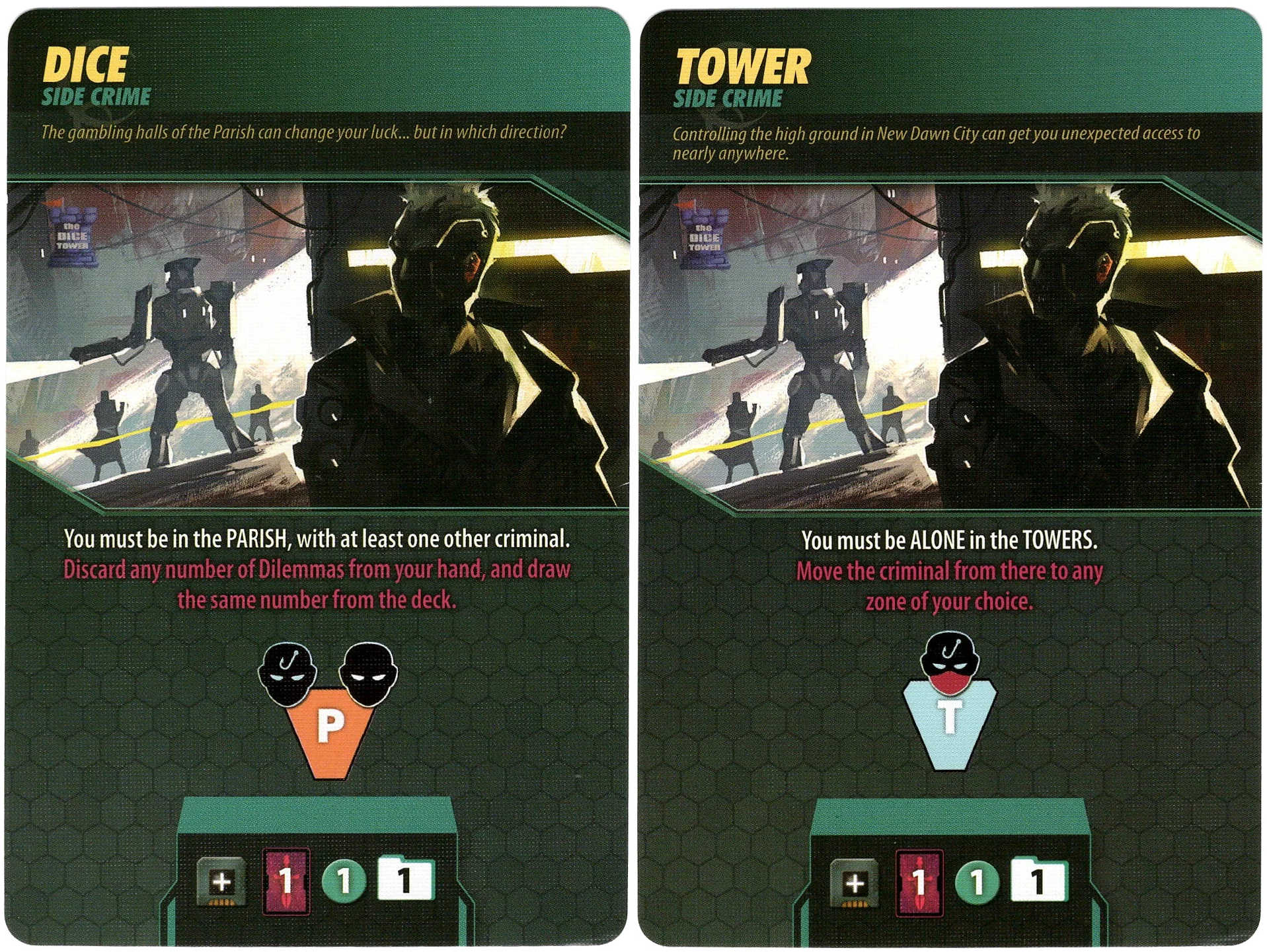 In Too Deep: Dice Tower Side Crime Promo Cards