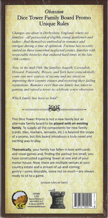 Obsession: Dice Tower Family Board Promo