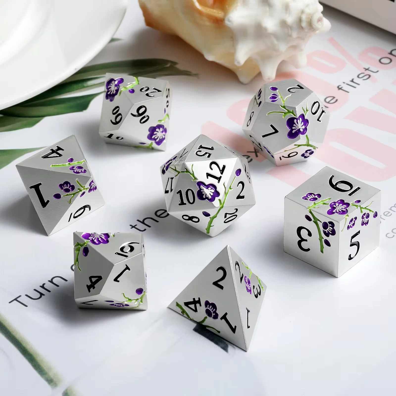 Plum Blossom Metal RPG Dice Set - Image 5